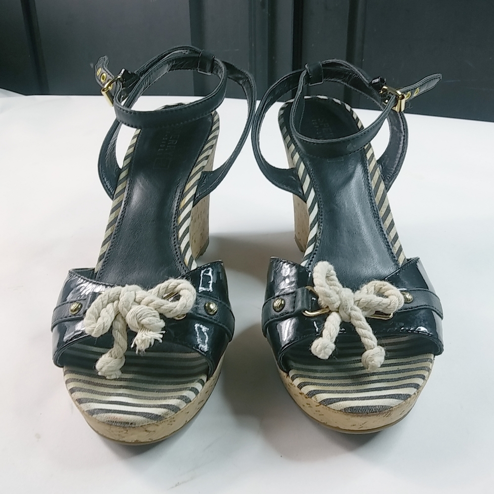 Sperry Topsiders 9 Nautical Cork Rope Tie Wedgies Sandals Shoes